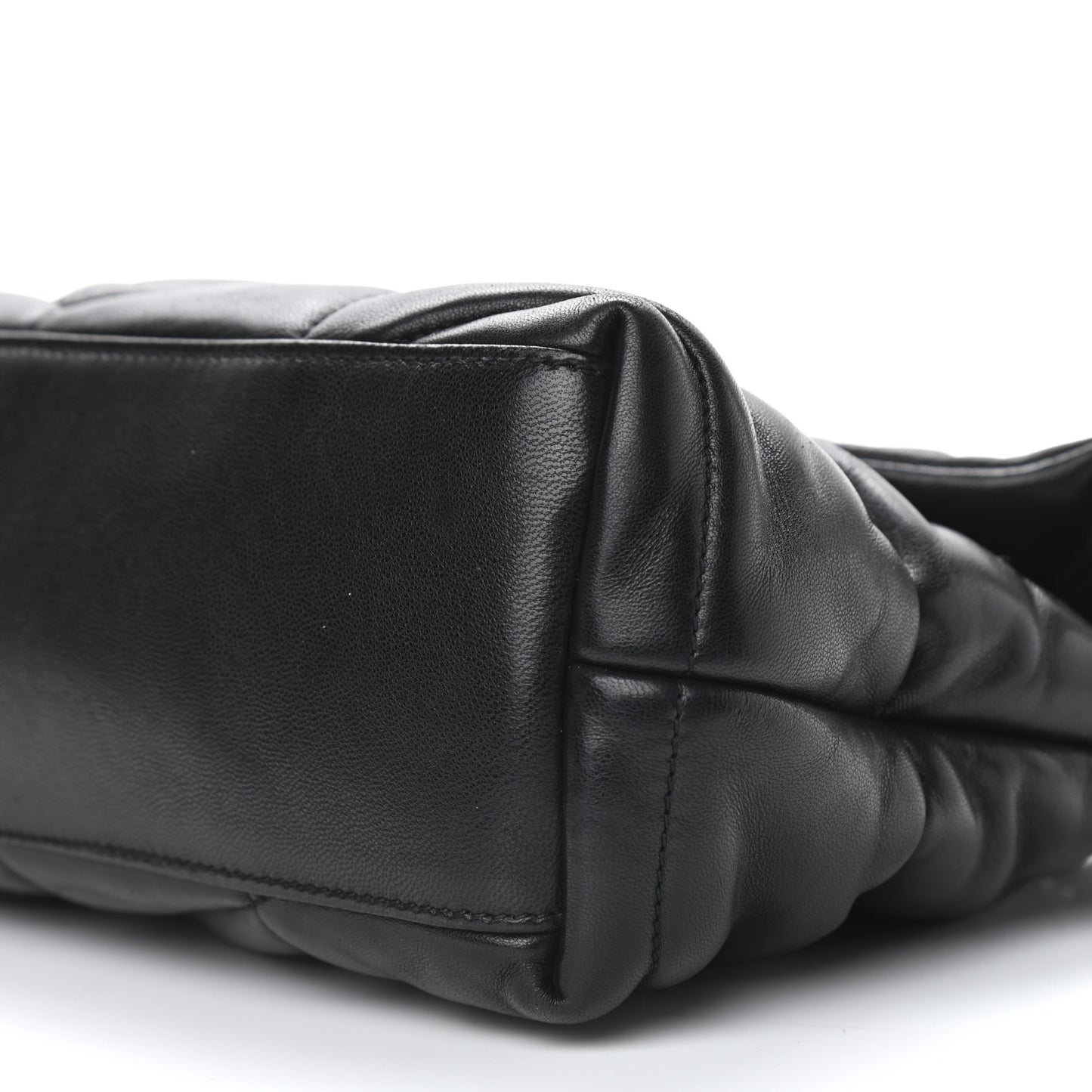 Lambskin Quilted Small Loulou Puffer Monogram Chain Satchel Black