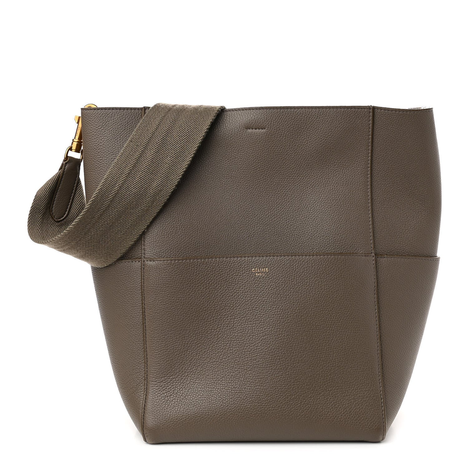 Celine Soft Grained Calfskin Sangle Bucket Bag Taupe 1 of 11
