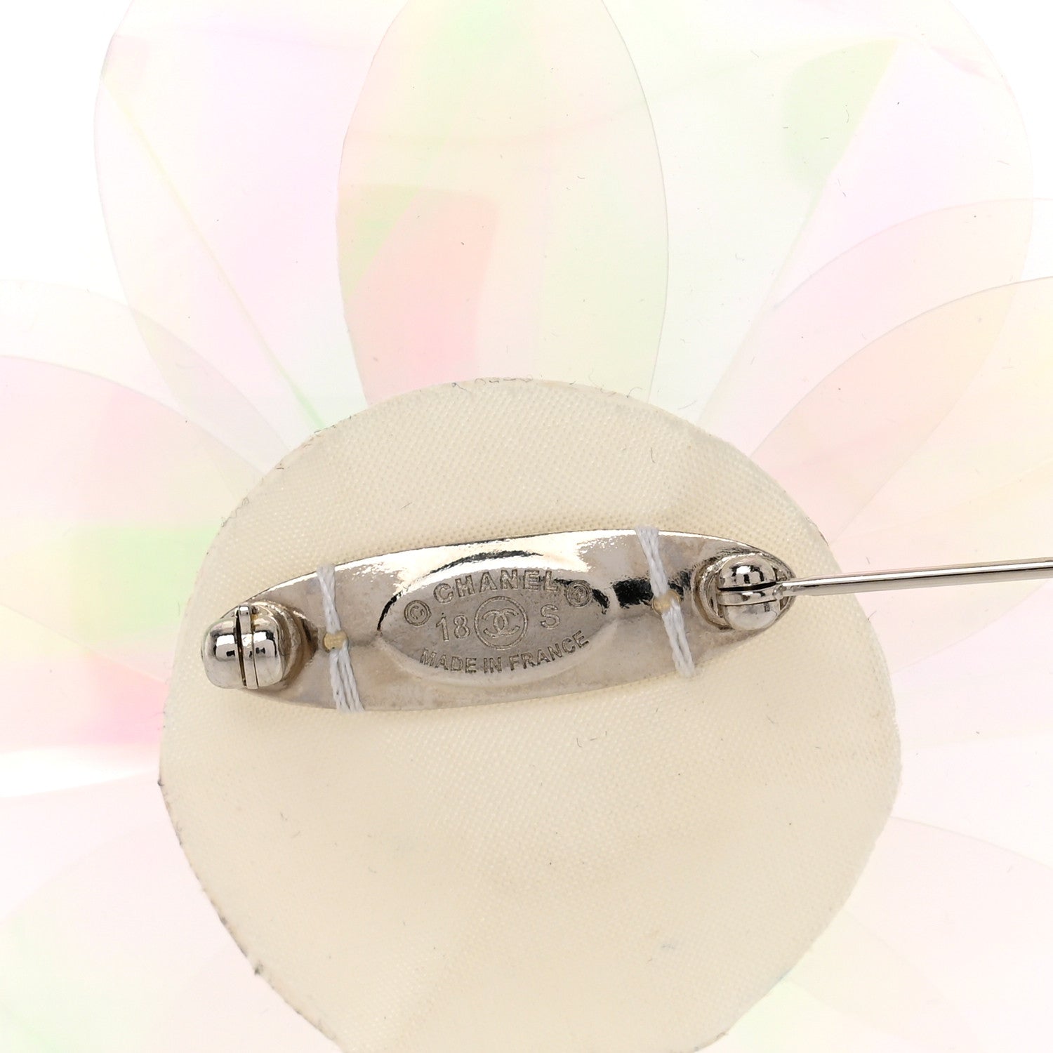 Chanel Iridescent Resin Camellia Pin Brooch Silver Multicolor 4 of 4