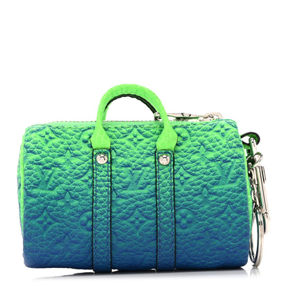 Louis Vuitton Taurillon Illusion Mini Keepall Earphones Pouch Bleu Vert 1 of 9
