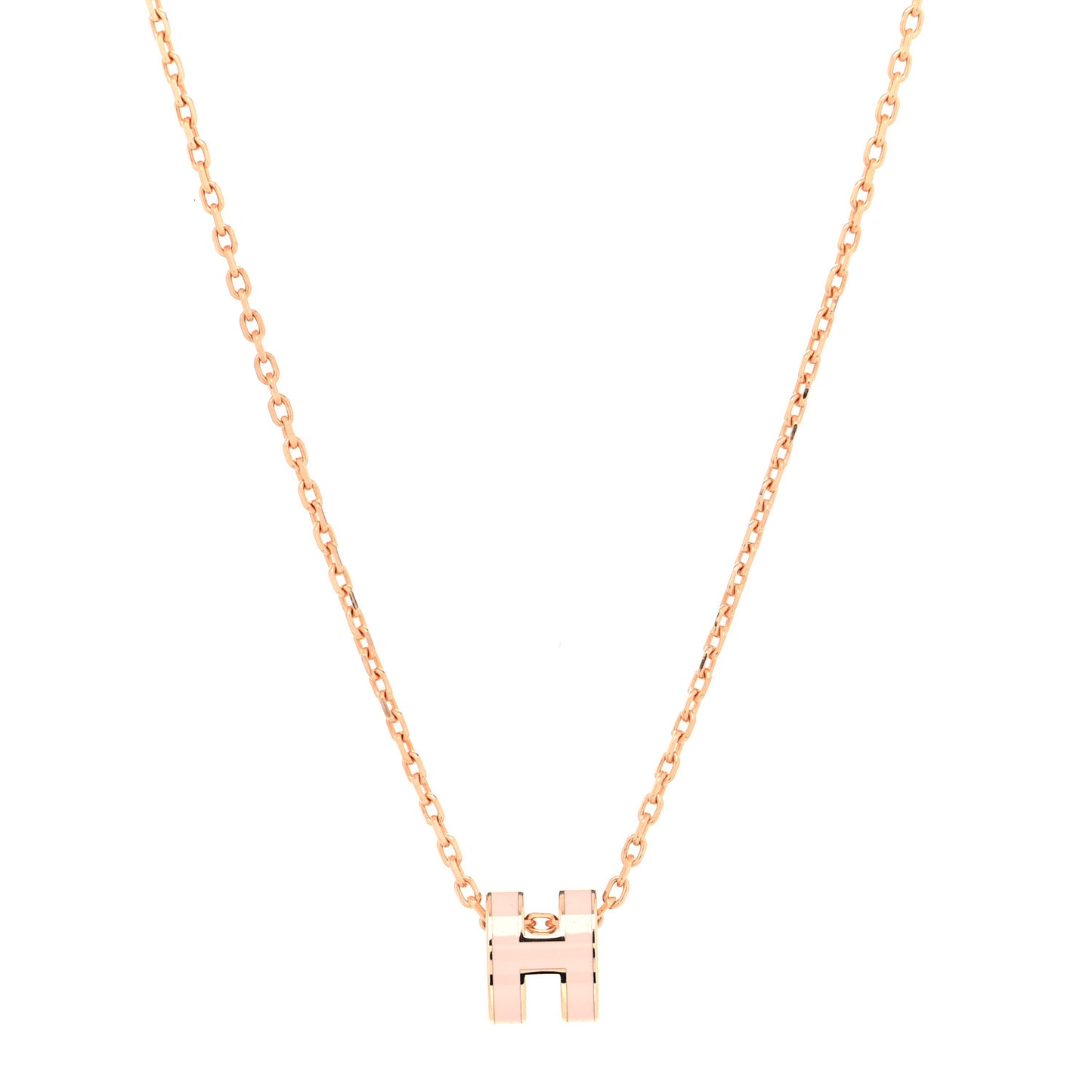 Lacquered Rose Gold Mini Pop H Pendant Necklace Rose Dragee