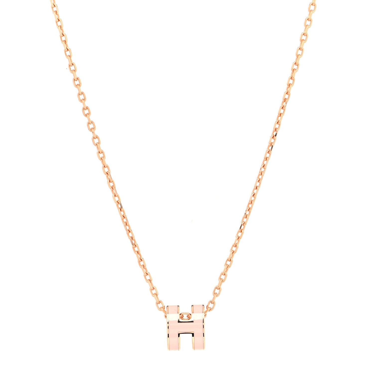 Hermes Lacquered Rose Gold Mini Pop H Pendant Necklace Rose Dragee 1 of 4