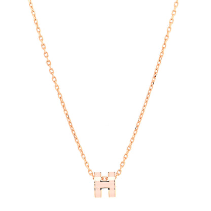 Hermes Lacquered Rose Gold Mini Pop H Pendant Necklace Rose Dragee 1 of 4