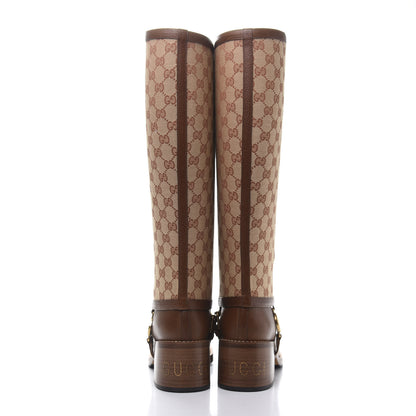 Gucci GG Monogram Calfskin Lola Tall Boots 40.5 Beige Ruggine Cuir 4 of 11