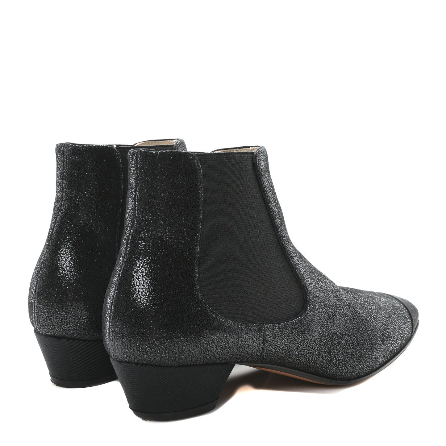 Goatskin Grosgrain Cap Toe Short Boots 37 Black