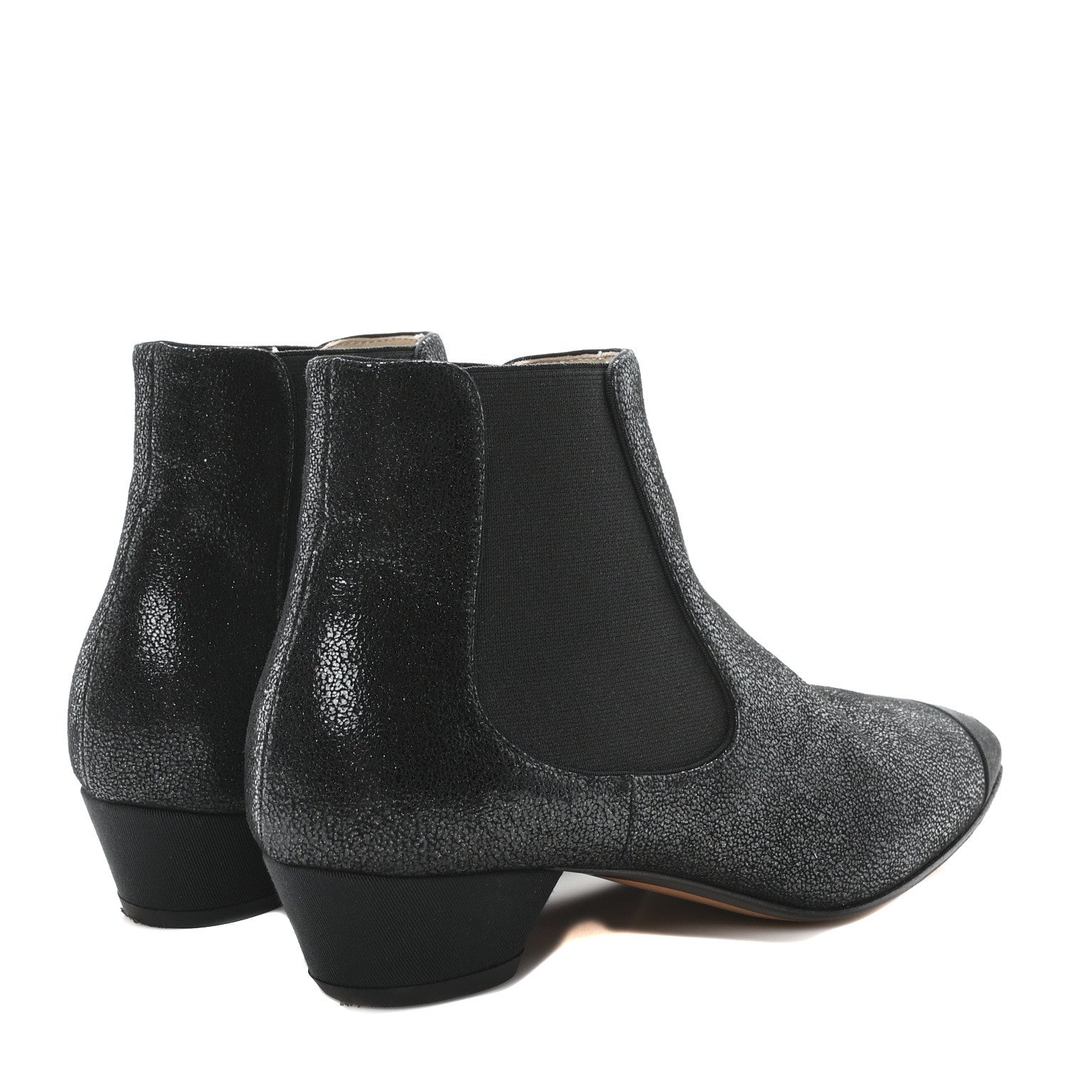 Chanel Goatskin Grosgrain Cap Toe Short Boots 37 Black 5 of 9