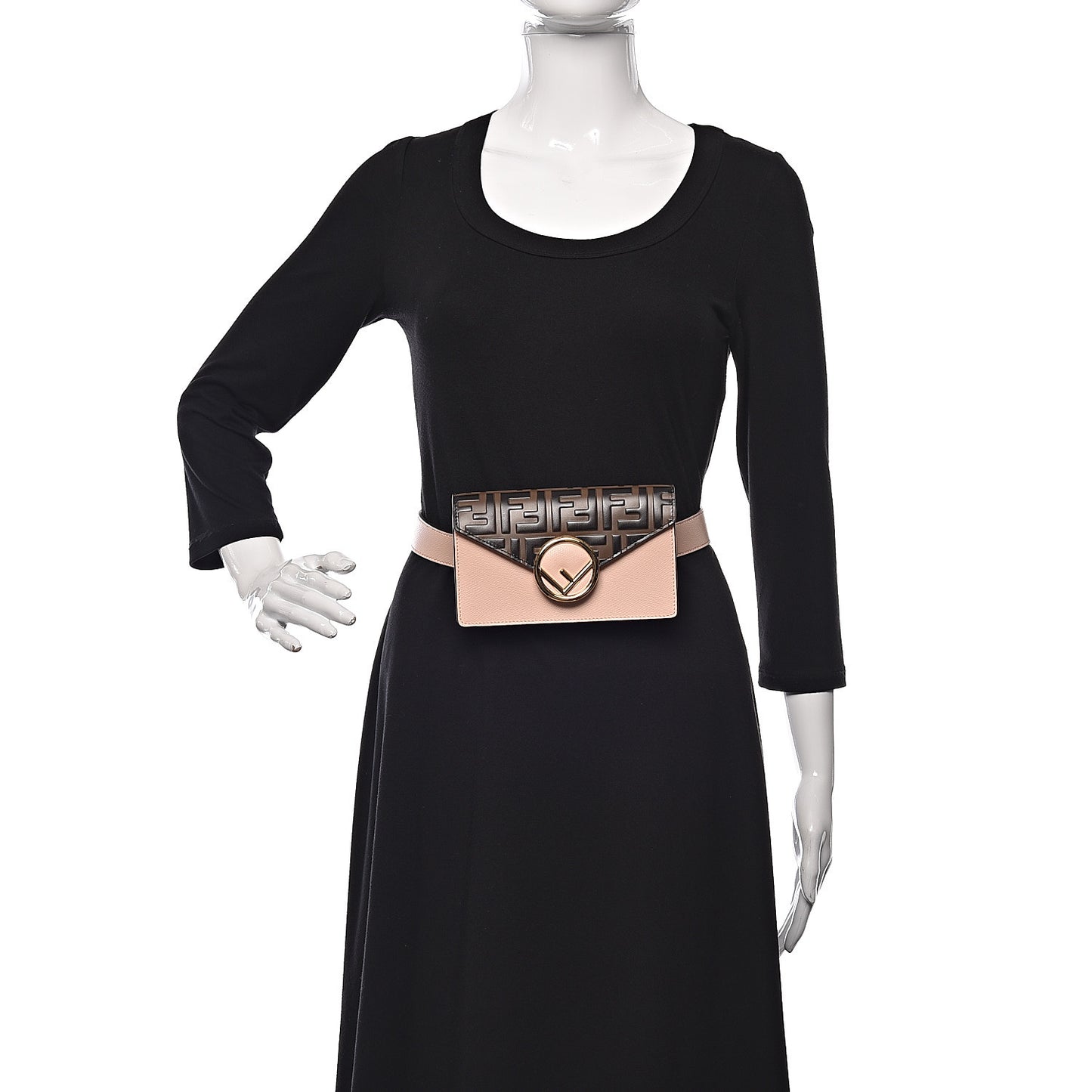 Vitello Cruise F is Fendi Bi-Color FF 1974 Embossed Envelope Belt Bag Maya Black Light Rose