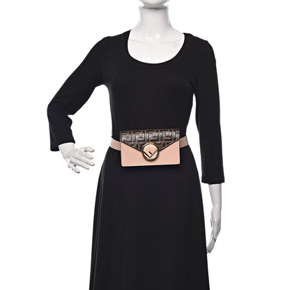 Fendi Vitello Cruise F is Fendi Bi-Color FF 1974 Embossed Envelope Belt Bag Maya Black Light Rose 2 of 11
