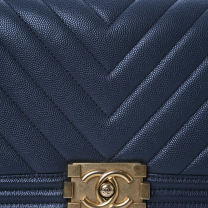 Chanel Caviar Chevron Quilted Medium Boy Flap Dark Grey 8 of 13