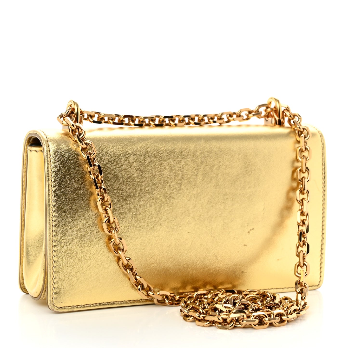 Metallic Calfskin DG Girls Shoulder Bag Gold