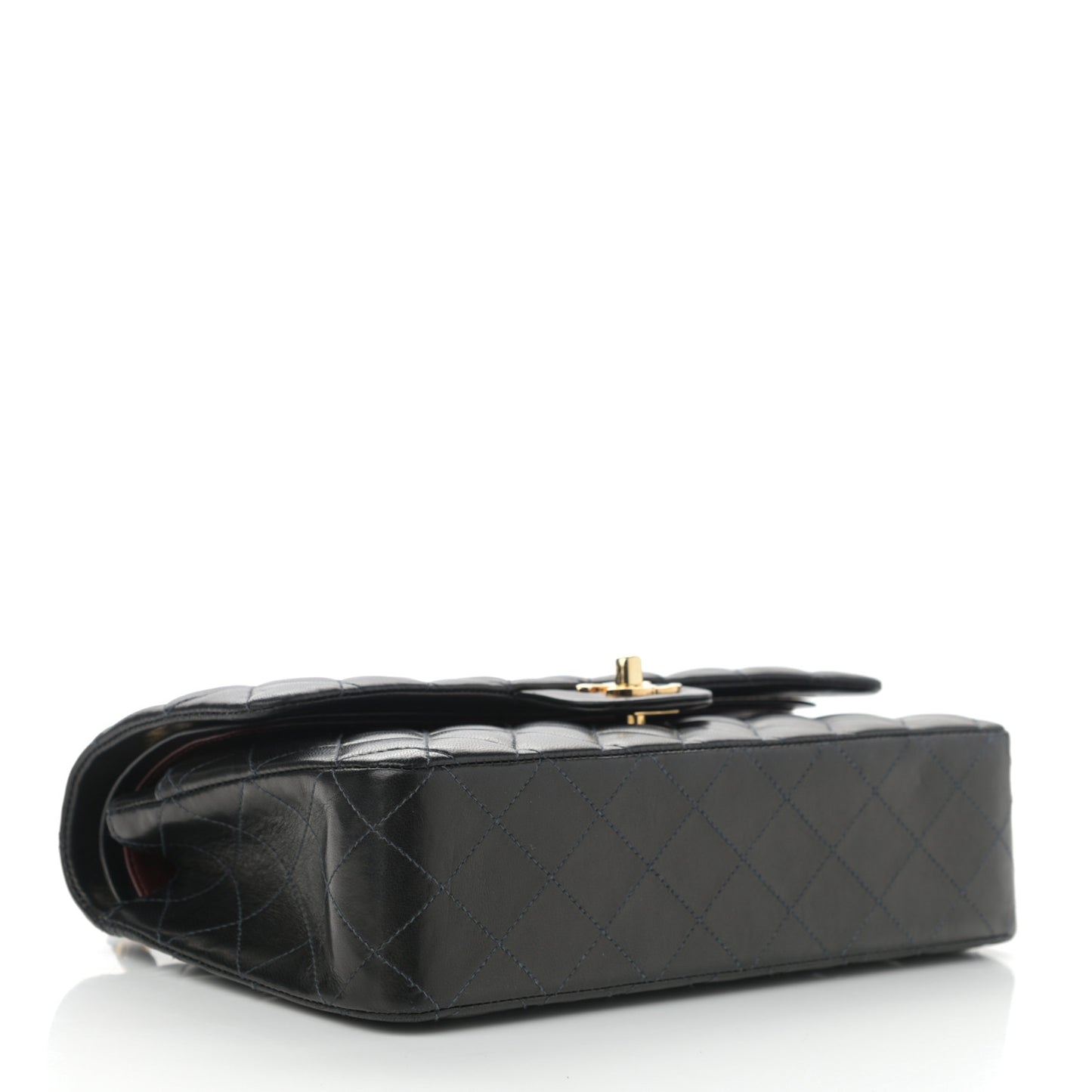 Lambskin Quilted Medium Double Flap Black