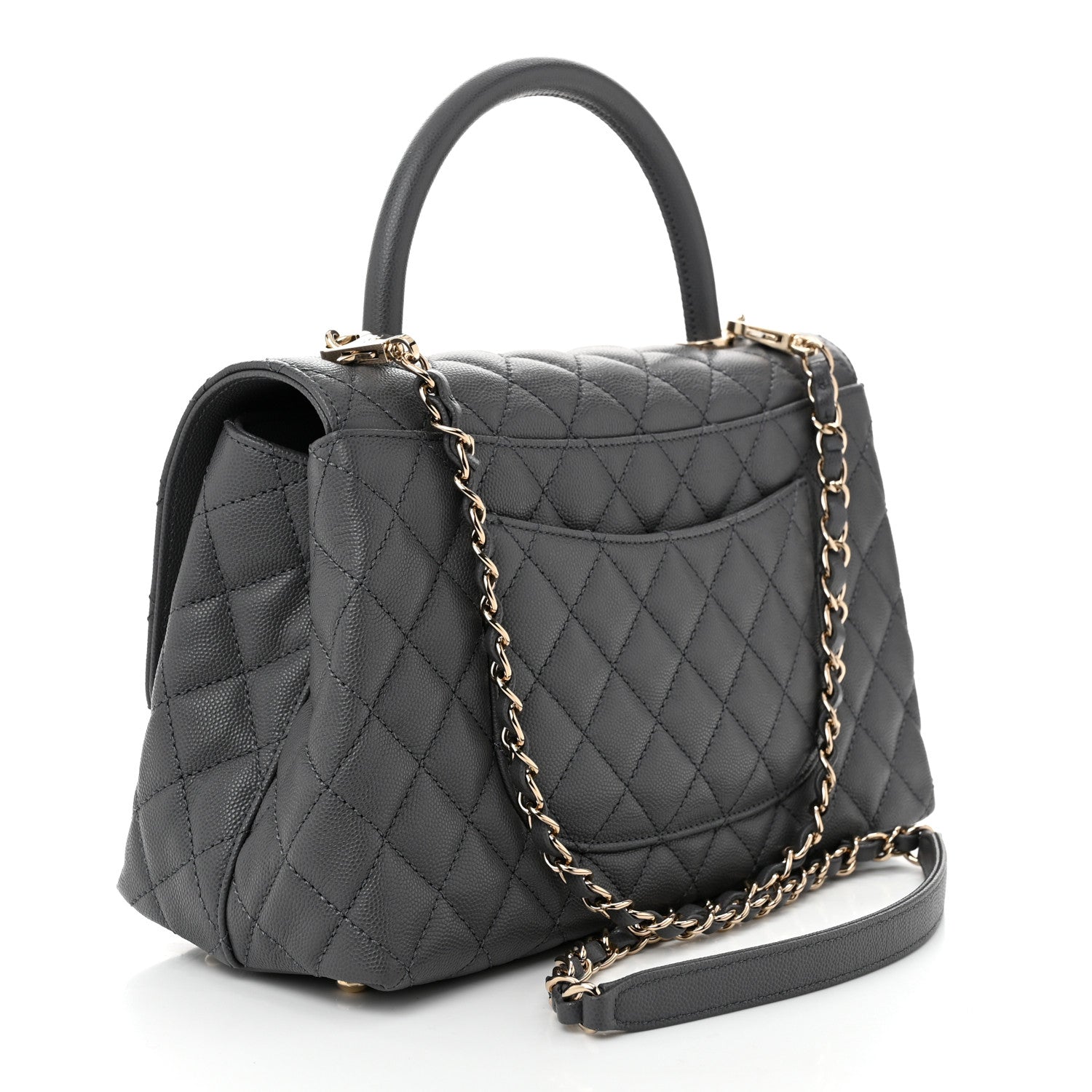 Chanel Caviar Quilted Small Coco Handle Flap Dark Grey 3 of 11