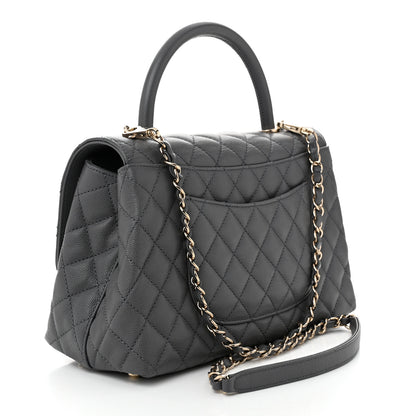 Chanel Caviar Quilted Small Coco Handle Flap Dark Grey 3 of 11