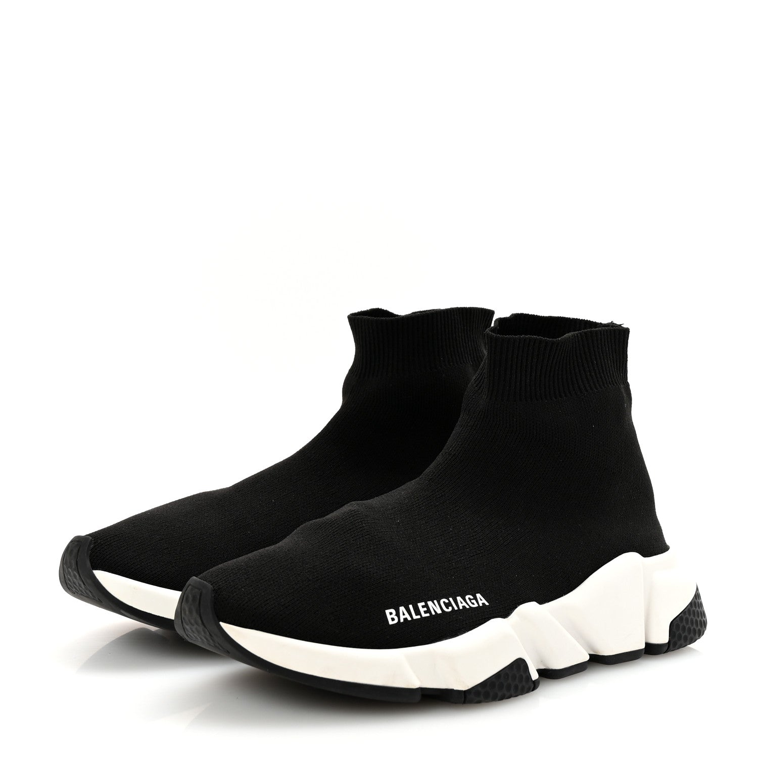 Balenciaga Neoprene Knit Womens Speed Sneakers 37 Black White 4 of 10