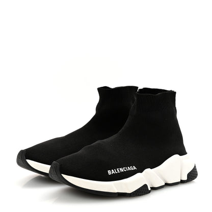 Balenciaga Neoprene Knit Womens Speed Sneakers 37 Black White 4 of 10