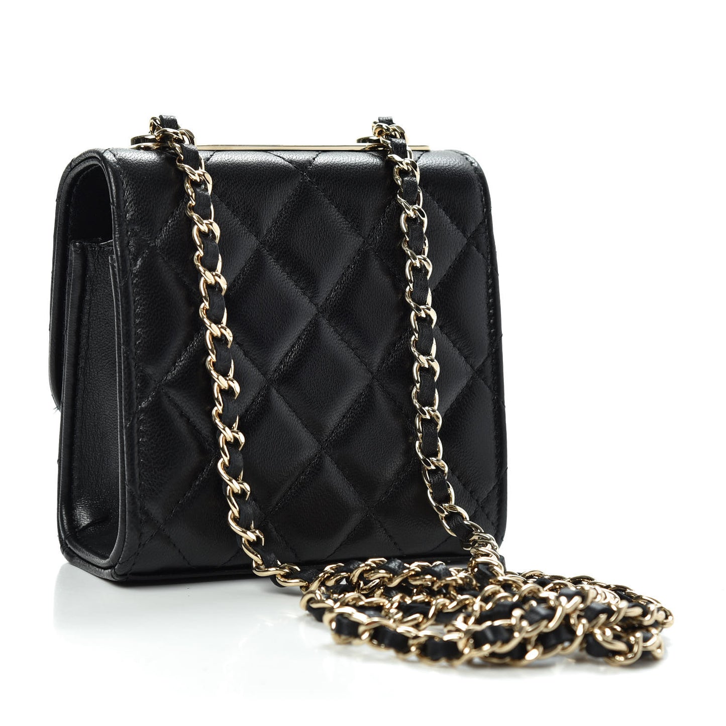 Lambskin Quilted Mini Trendy CC Chain Wallet Black