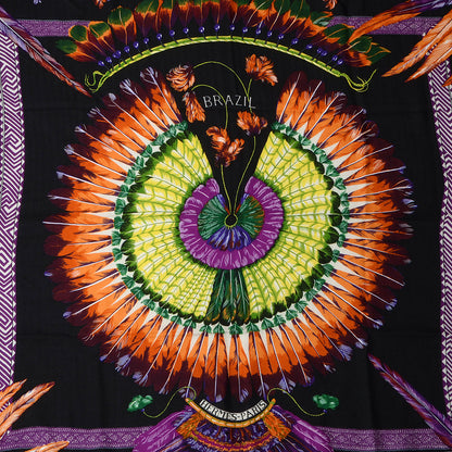 Hermes Cashmere Silk Brazil Shawl GM 140 Black 1 of 8
