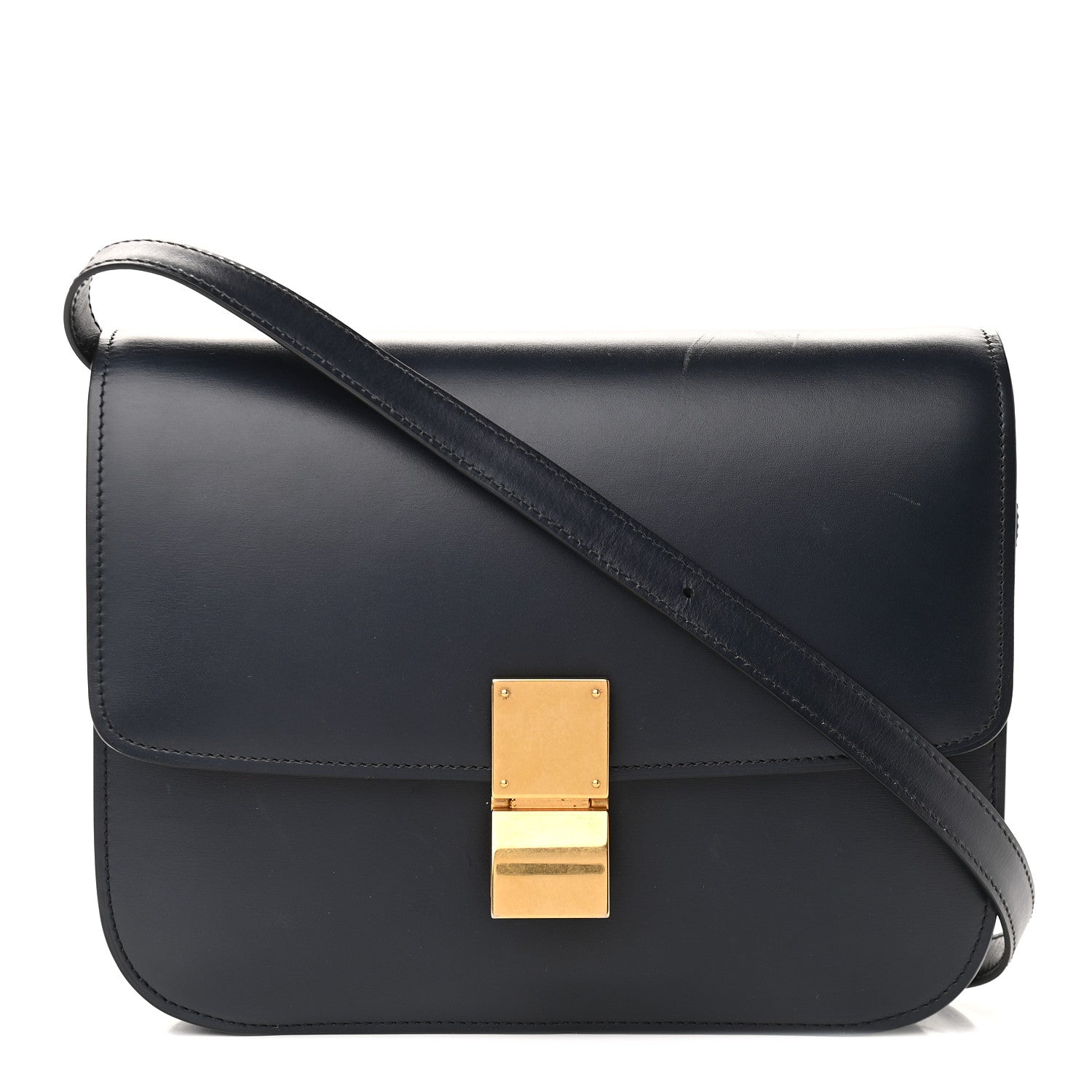 Celine Box Calfskin Medium Classic Box Flap Bag Navy 1 of 10