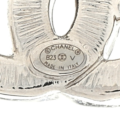 Chanel Baguette Crystal Double CC Earrings Silver 4 of 4
