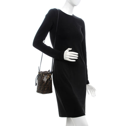 Fendi Vitello Liberty F is Fendi Bi-Color FF 1974 Embossed Mini Mon Tresor Bucket Bag Maya Black 2 of 8