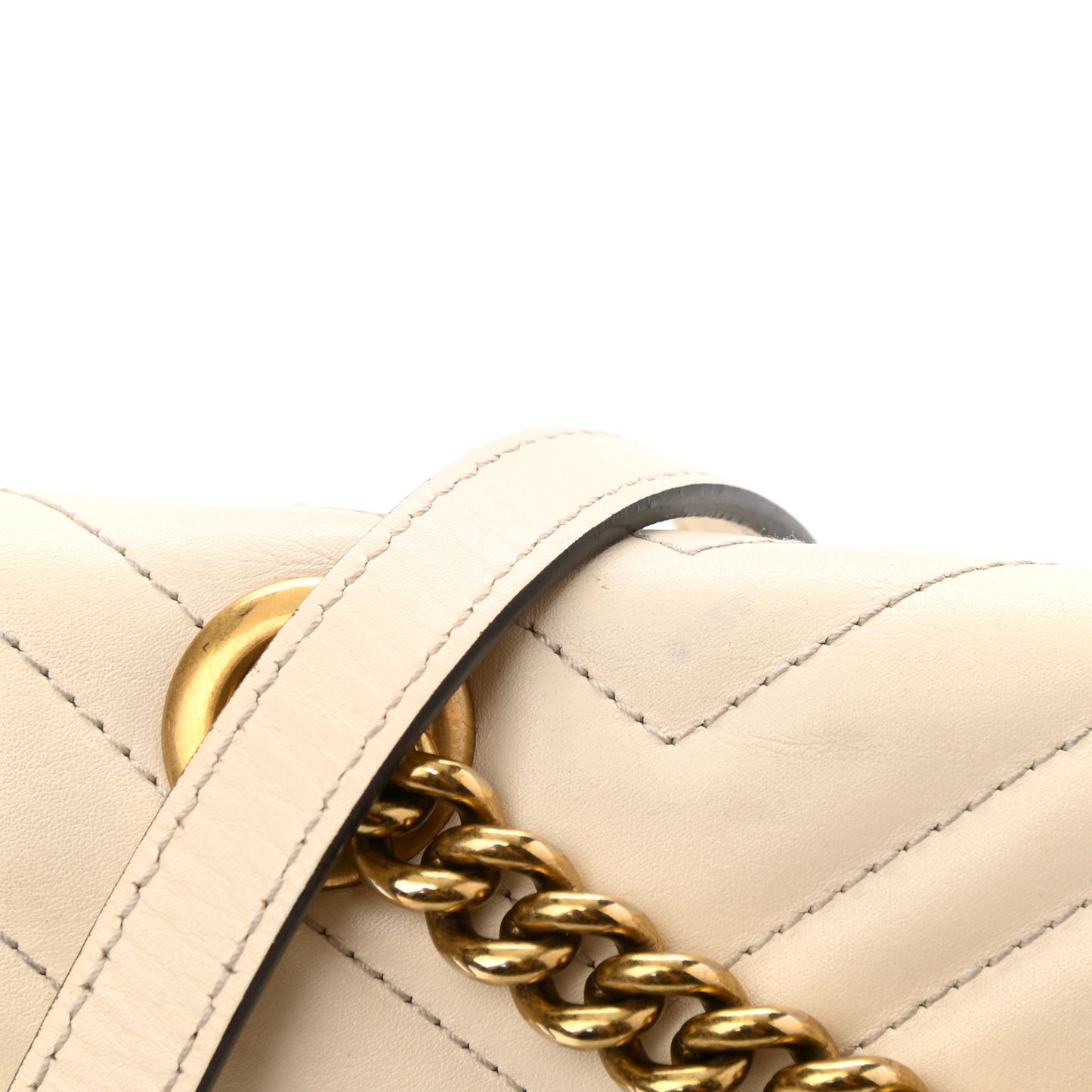 Calfskin Matelasse Small GG Marmont Shoulder Bag White