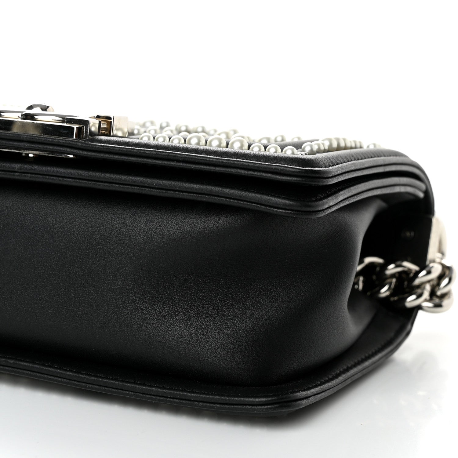 Chanel Calfskin Pearl Chevron Small Boy Flap Black 10 of 10