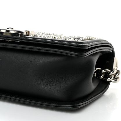 Chanel Calfskin Pearl Chevron Small Boy Flap Black 10 of 10