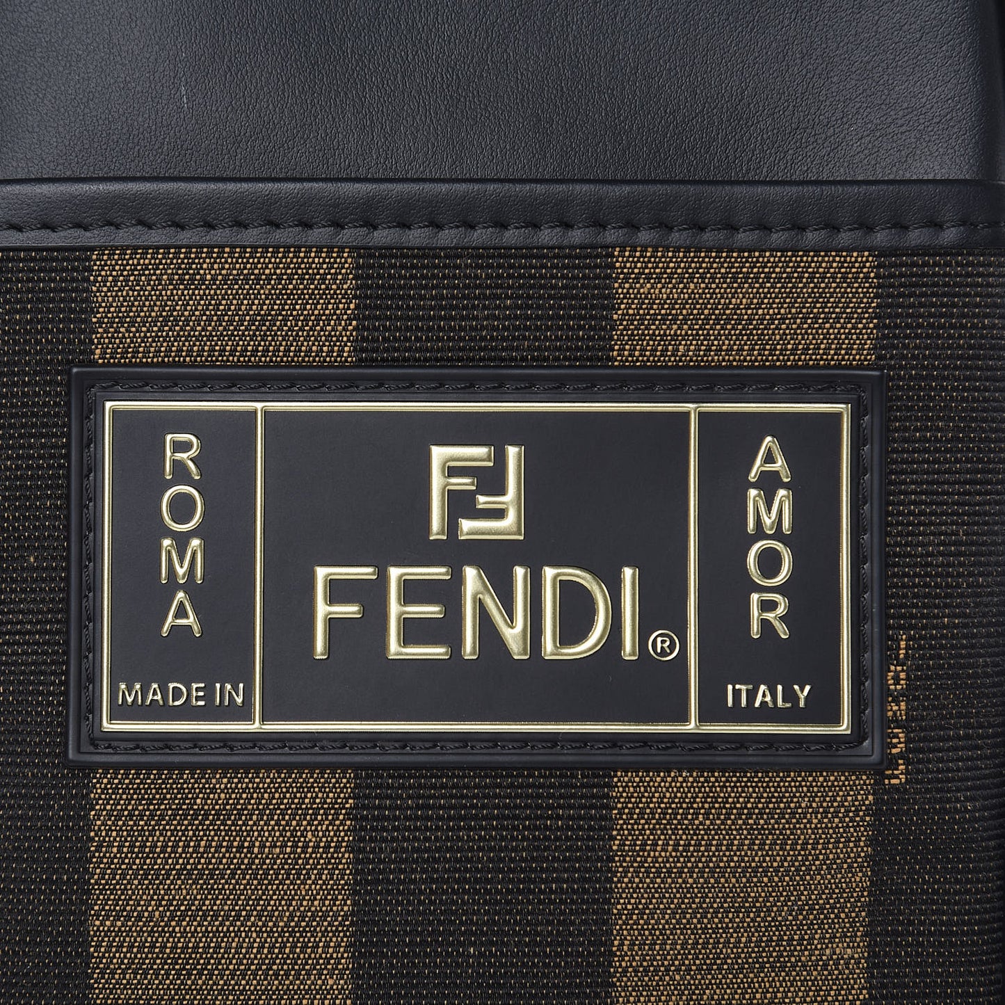 Jacquard Vitello Century Pequin Logo Plate Small Crossbody Messenger Tobacco Moro Black