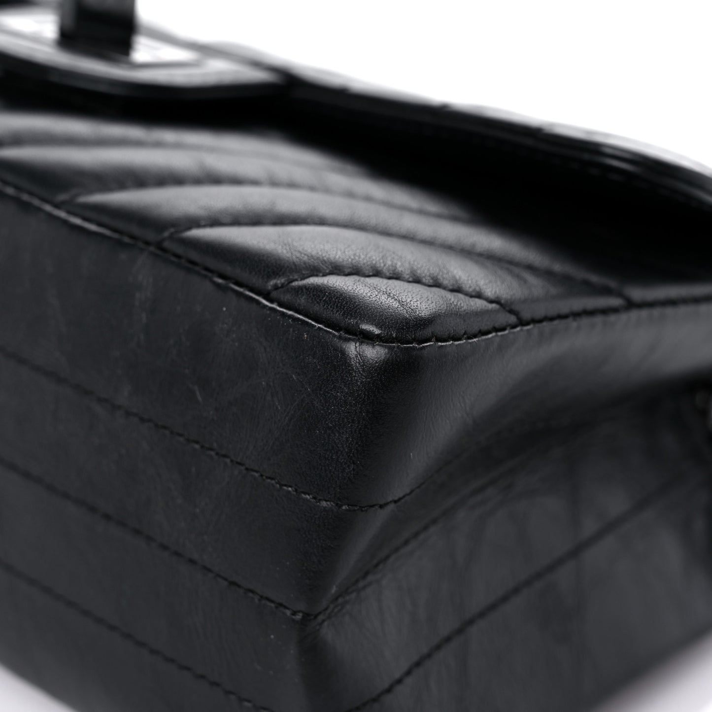 Aged Calfskin Chevron Quilted 2.55 Reissue Mini Flap So Black