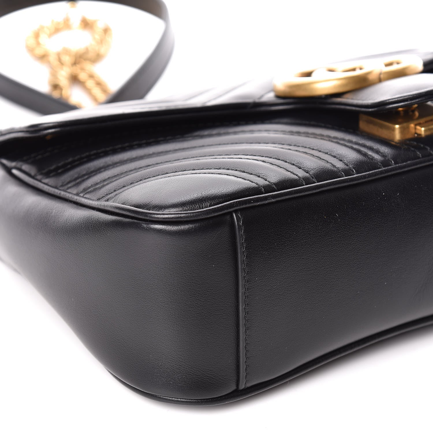Gucci Calfskin Matelasse Small GG Marmont Shoulder Bag Black 8 of 10