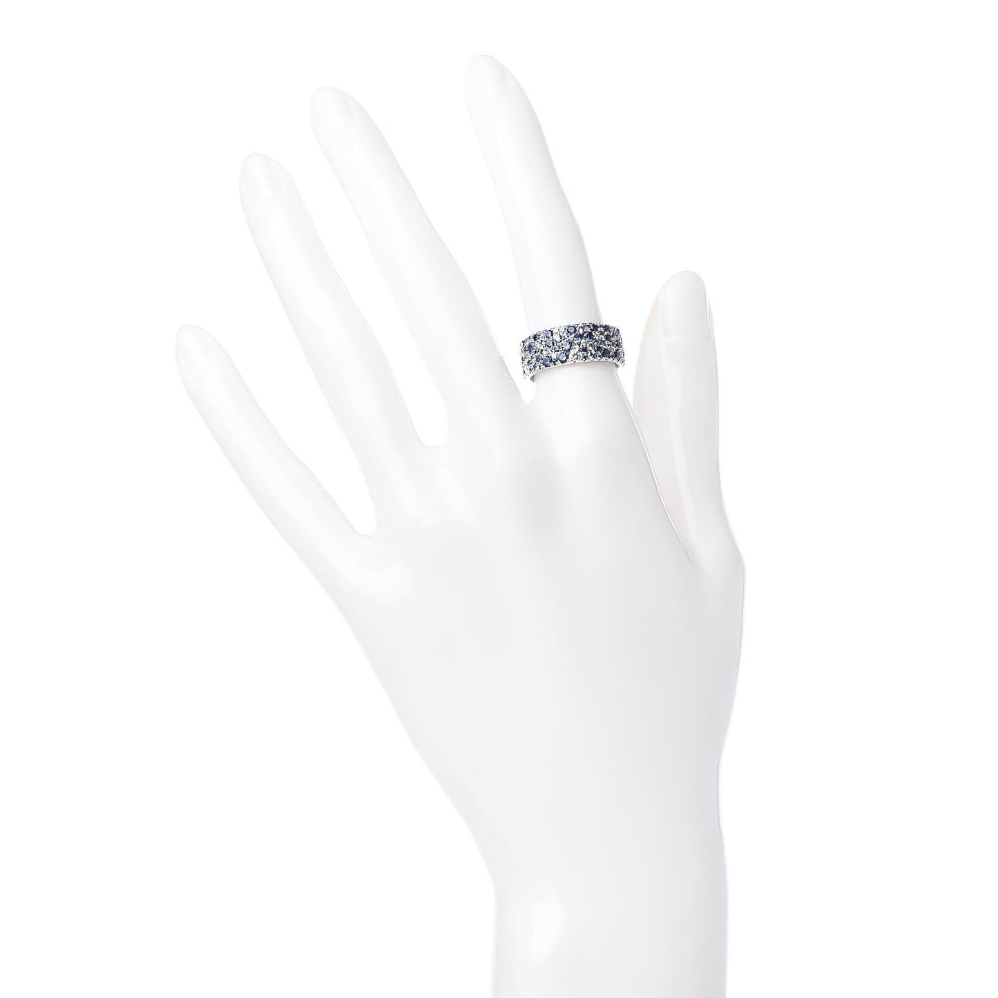 18K White Gold Diamond Blue Sapphire Metro Band Ring 49 5