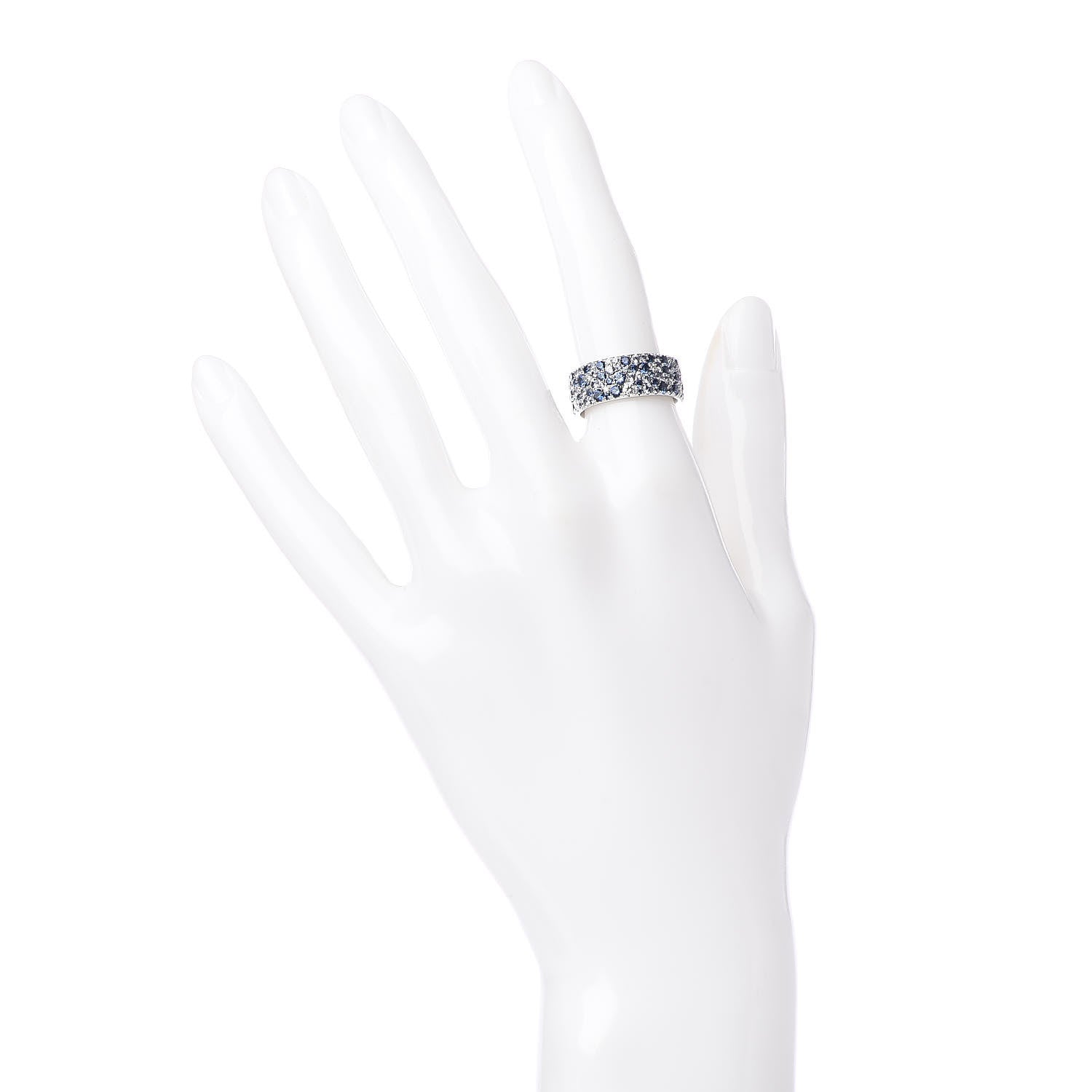 Tiffany 18K White Gold Diamond Blue Sapphire Metro Band Ring 49 5 2 of 5