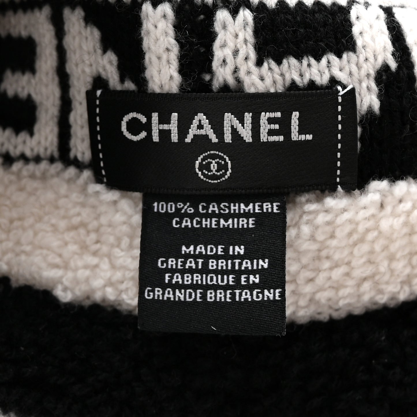Cashmere CC Beanie Hat Ecru Black