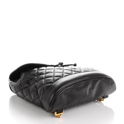 Chanel Lambskin Quilted Drawstring Backpack Black 4 of 10