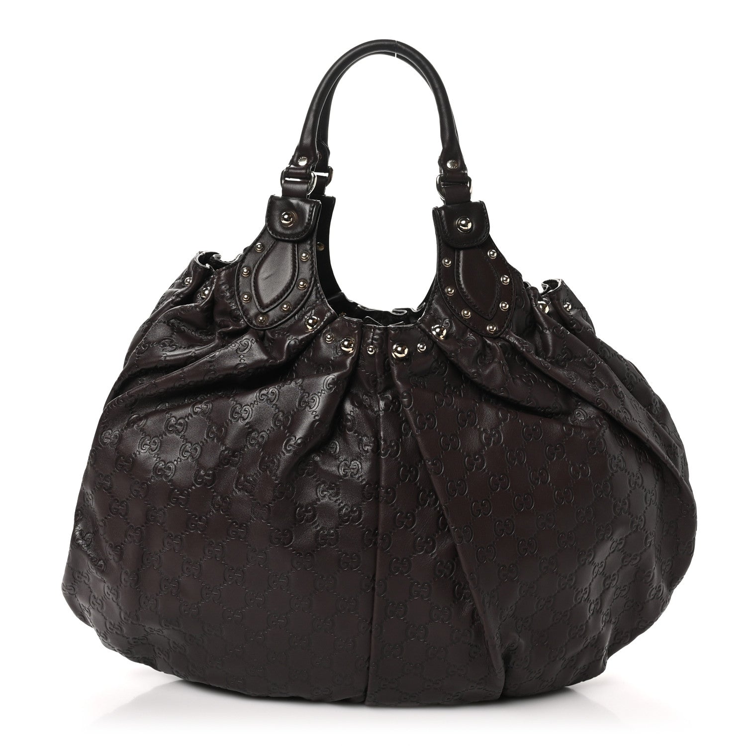 Gucci Guccissima Studded Pelham Shoulder Bag Dark Brown 1 of 10