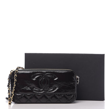 Chanel Glazed Aged Calfskin Quilted CC Small Clutch With Chain Black 10 of 10