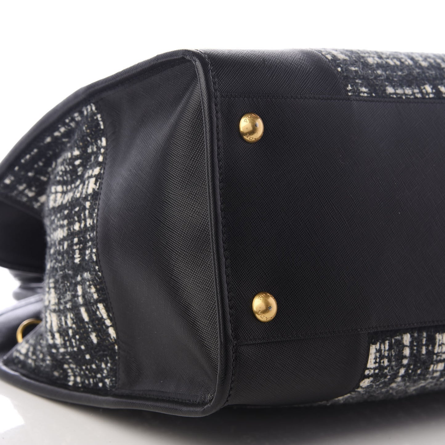 Tela Tweed Saffiano Tote Bag Black