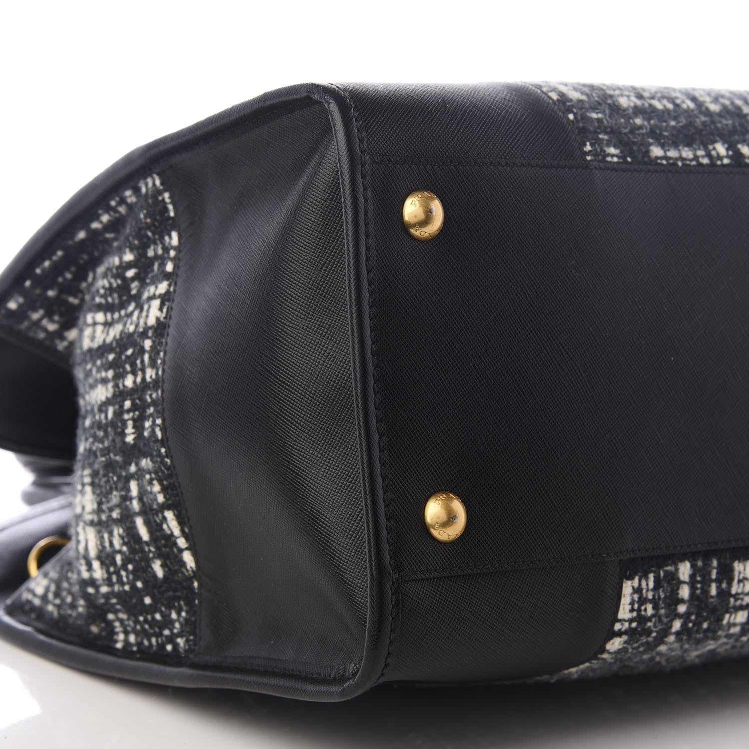 Prada Tela Tweed Saffiano Tote Bag Black 5 of 8