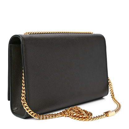 Saint Laurent Grain De Poudre Medium Classic Monogram Kate Satchel Dark Tea 3 of 12
