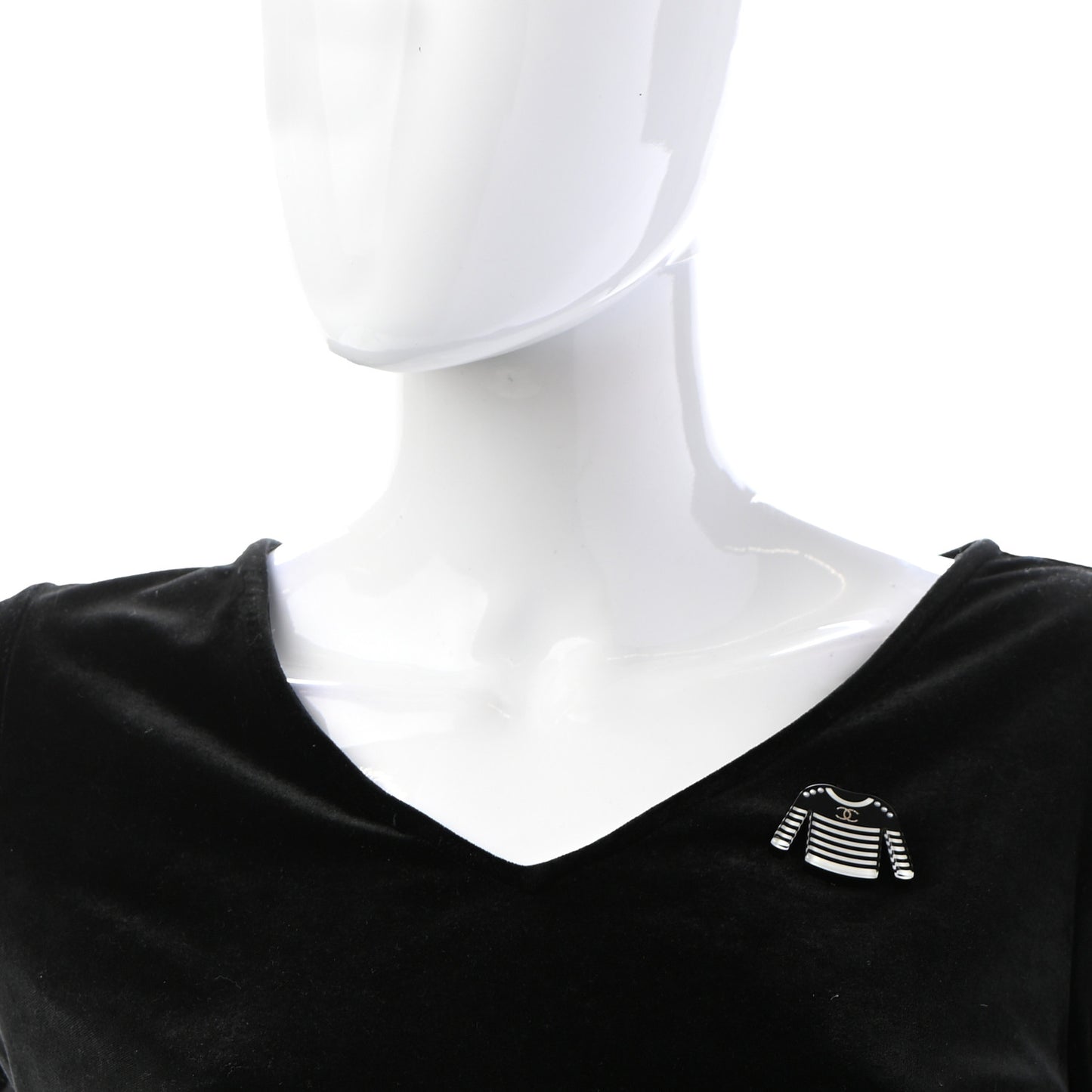 Resin Sweater CC Brooch Black White