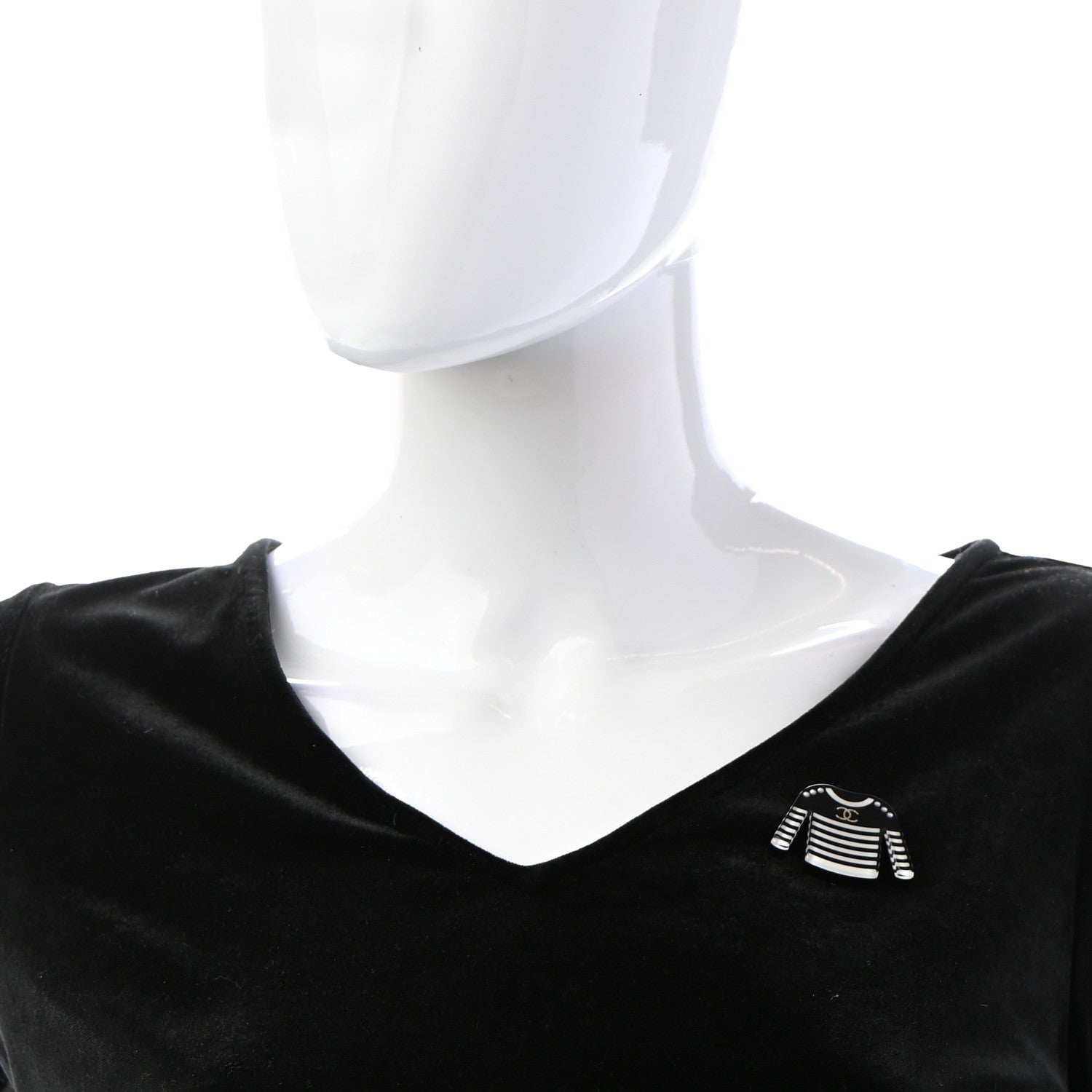 Chanel Resin Sweater CC Brooch Black White 2 of 5