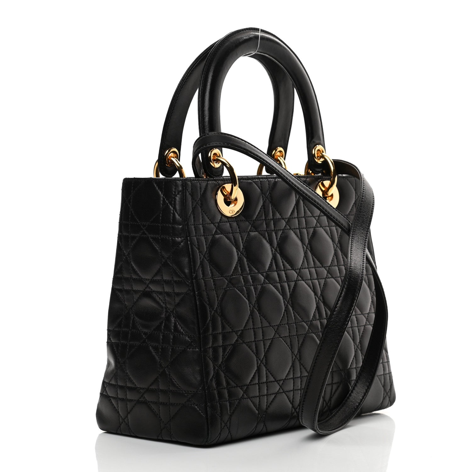 Christian Dior Lambskin Cannage Medium Lady Dior Black 3 of 13