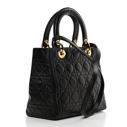 Christian Dior Lambskin Cannage Medium Lady Dior Black 3 of 13