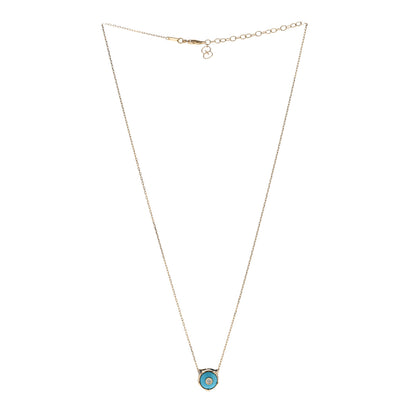 Gucci 18K Yellow Gold Diamond Turquoise Le Marche Des Merveilles Feline Pendant Necklace 3 of 6