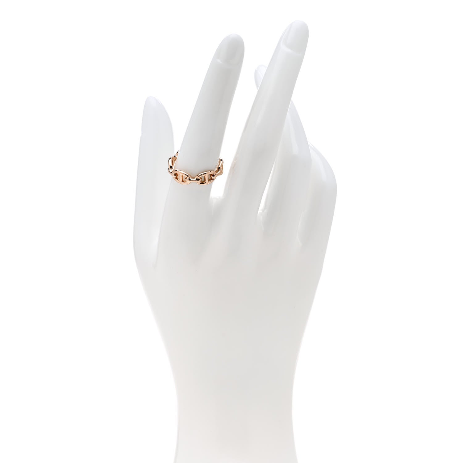 Hermes 18K Rose Gold PM Chaine d'Ancre Enchainee Ring 56 7.75 2 of 9