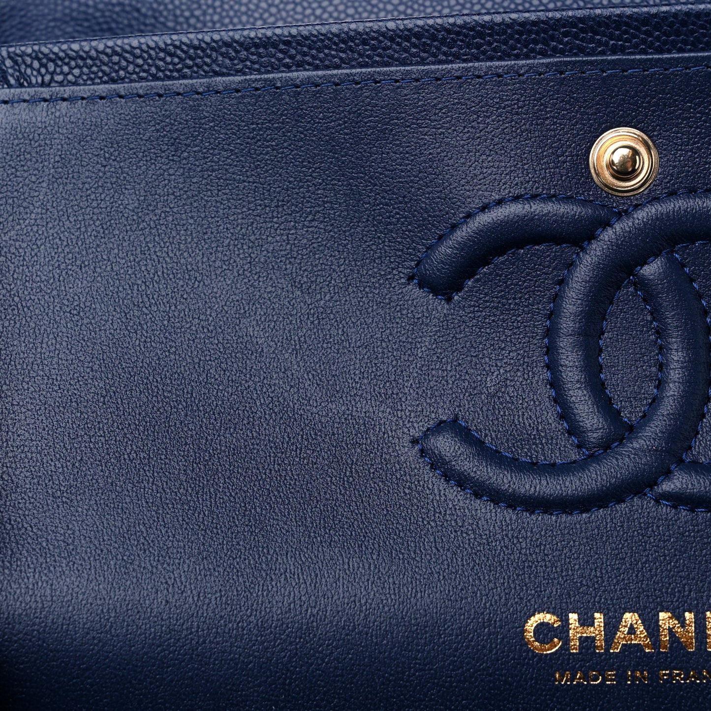 Caviar Quilted Small Double Flap Navy