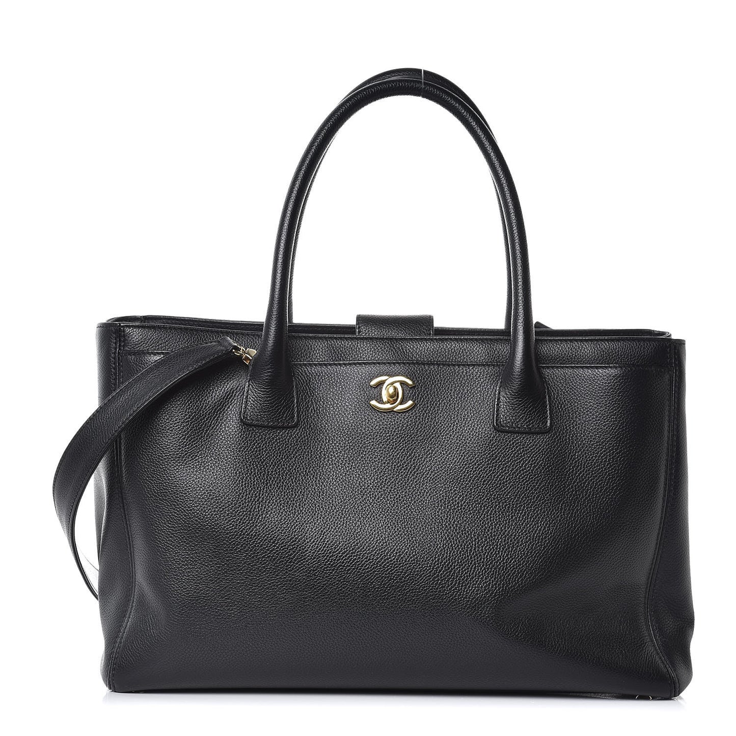 Calfskin Cerf Executive Shopper Tote Black