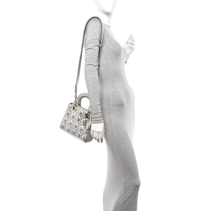 Christian Dior Metallic Grained Calfskin Cannage Small Lucky Badges My Lady Dior Silver 2 of 11