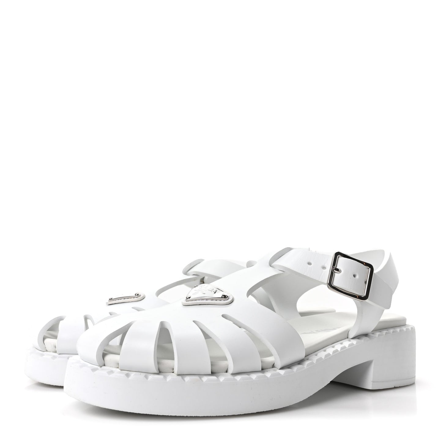 Foam Rubber Metal Triangle Logo 50mm Cage Sandals 39 White