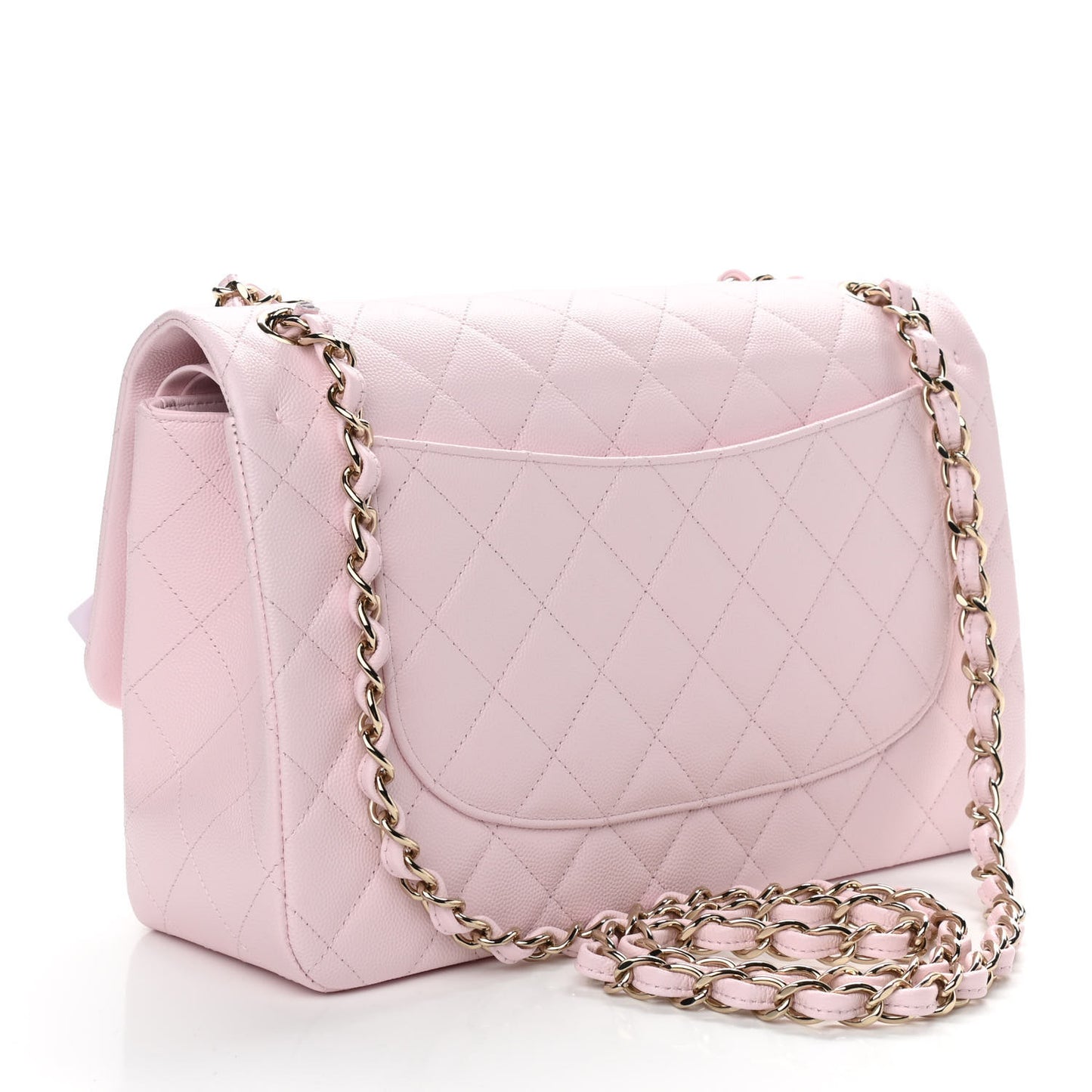 Caviar Quilted Jumbo Double Flap Light Pink